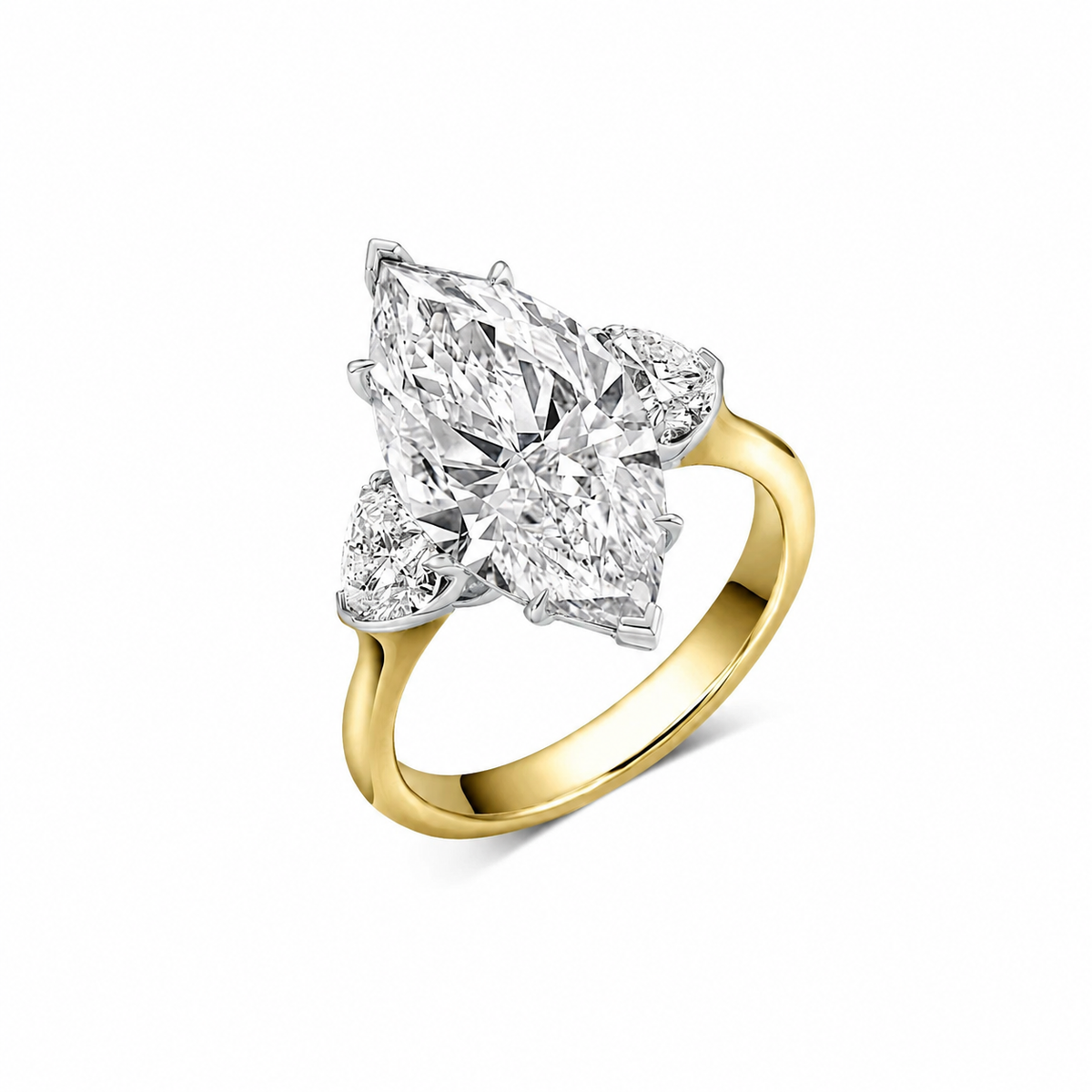 Marquise Trilogy Engagement Ring, Lab-Grown Diamond in 18K Gold