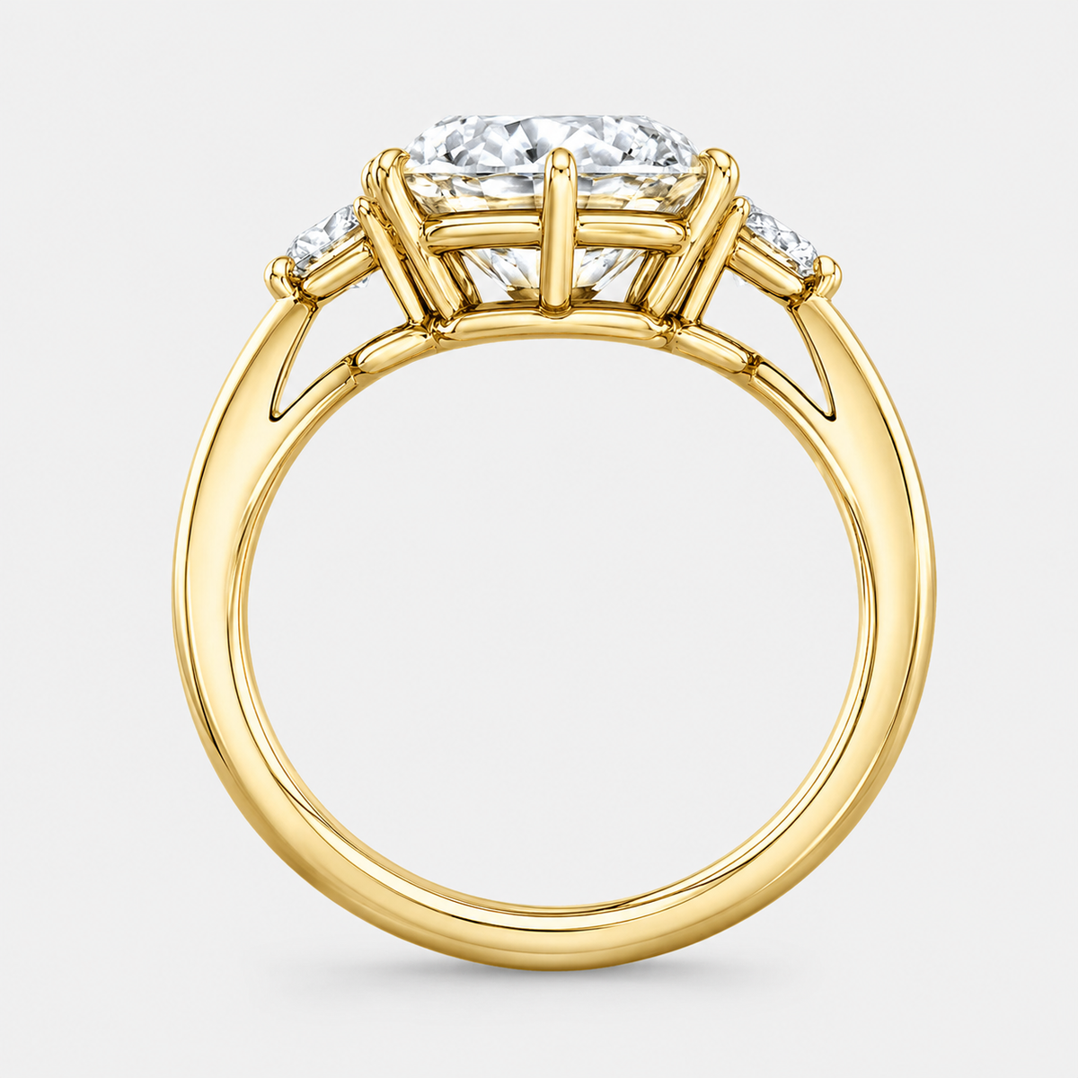 Round Trilogy Ring, Lab-Grown Diamond in 18K Gold