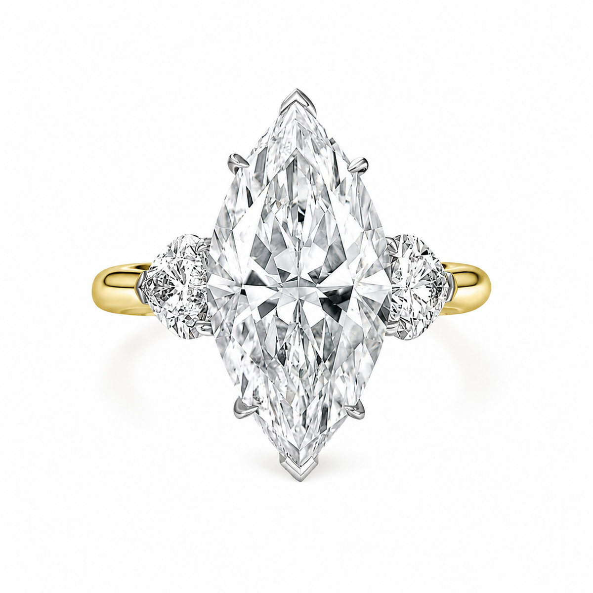 Marquise Trilogy Engagement Ring, Lab-Grown Diamond in 18K Gold
