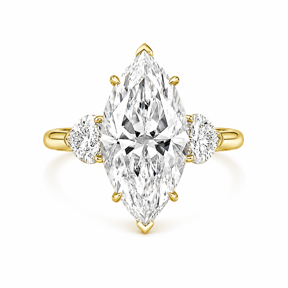 Marquise Trilogy Engagement Ring, Lab-Grown Diamond in 18K Gold