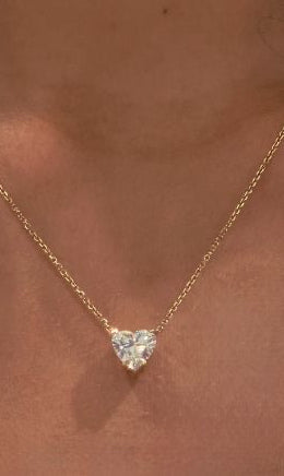 Heart Solitaire Necklace, Lab-Grown Diamond in 18K Gold