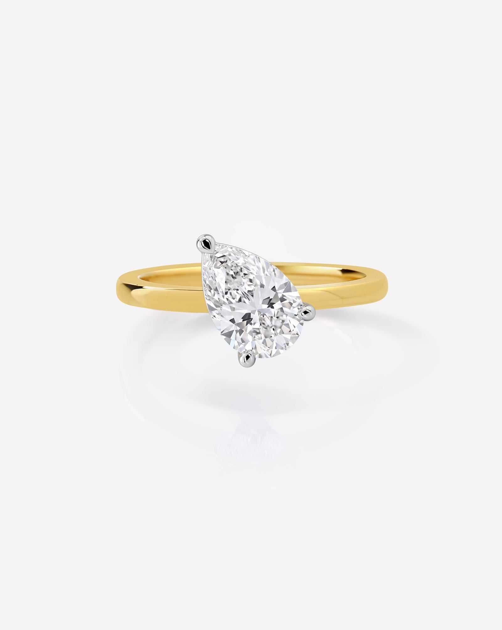 Pear Solitaire Ring, Lab-Grown Diamond in 18K Gold