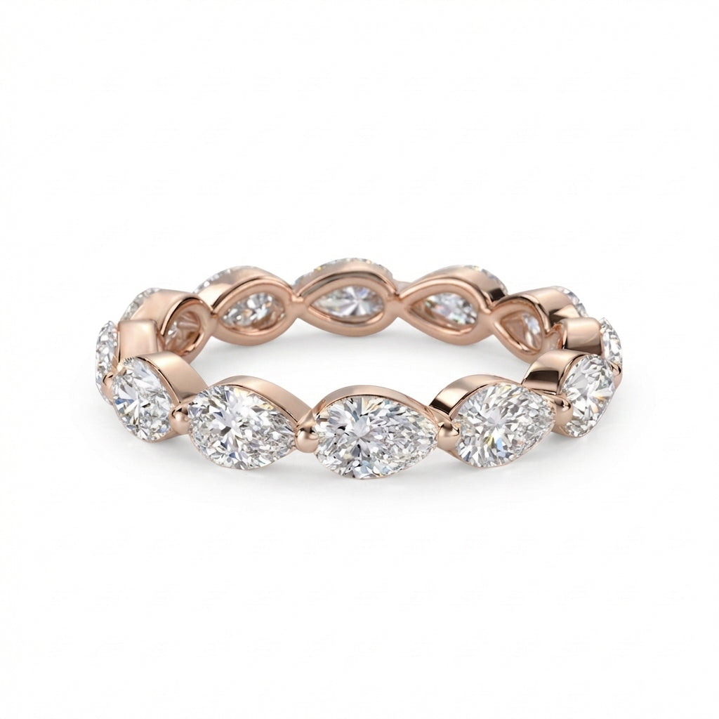 East-West Marquise Eternity Band in 18K rose gold, lab-grown diamond