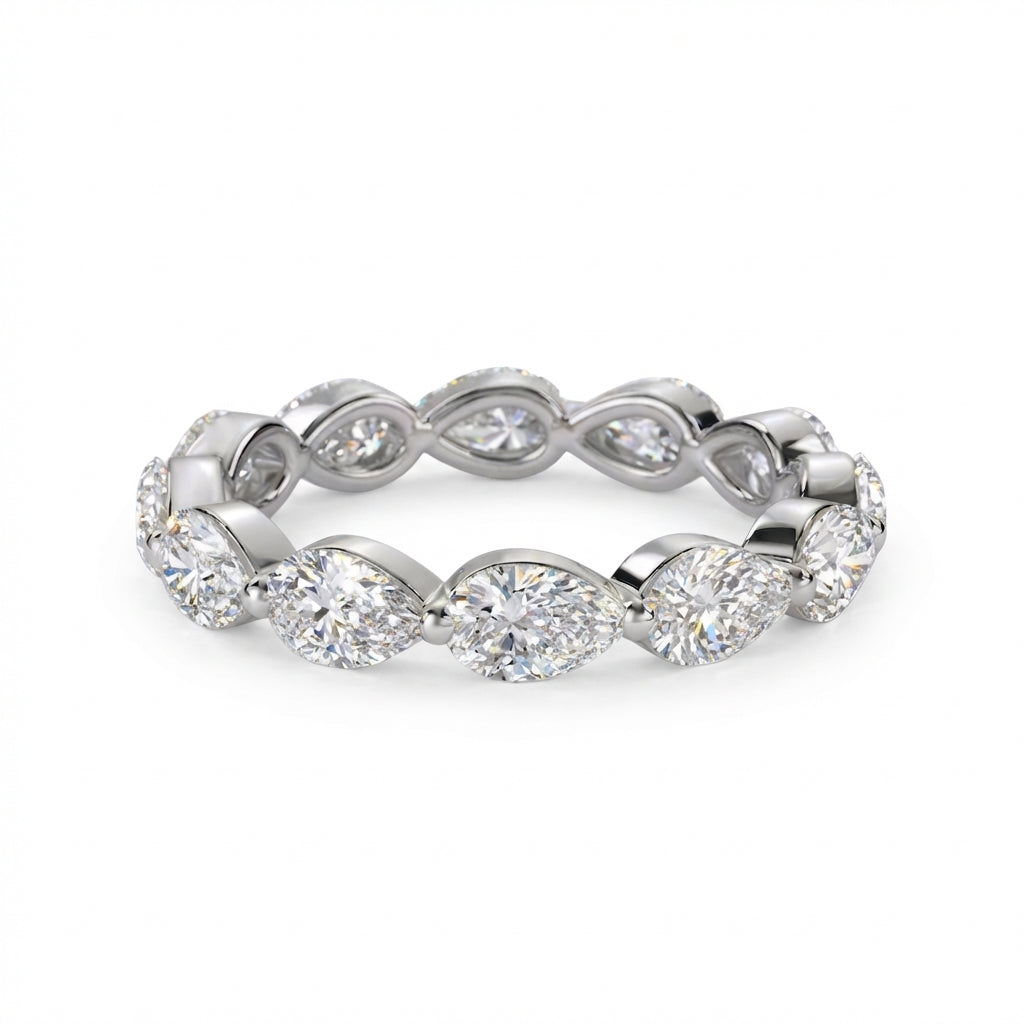 East-West Marquise Eternity Band in 18K white gold, lab-grown diamond