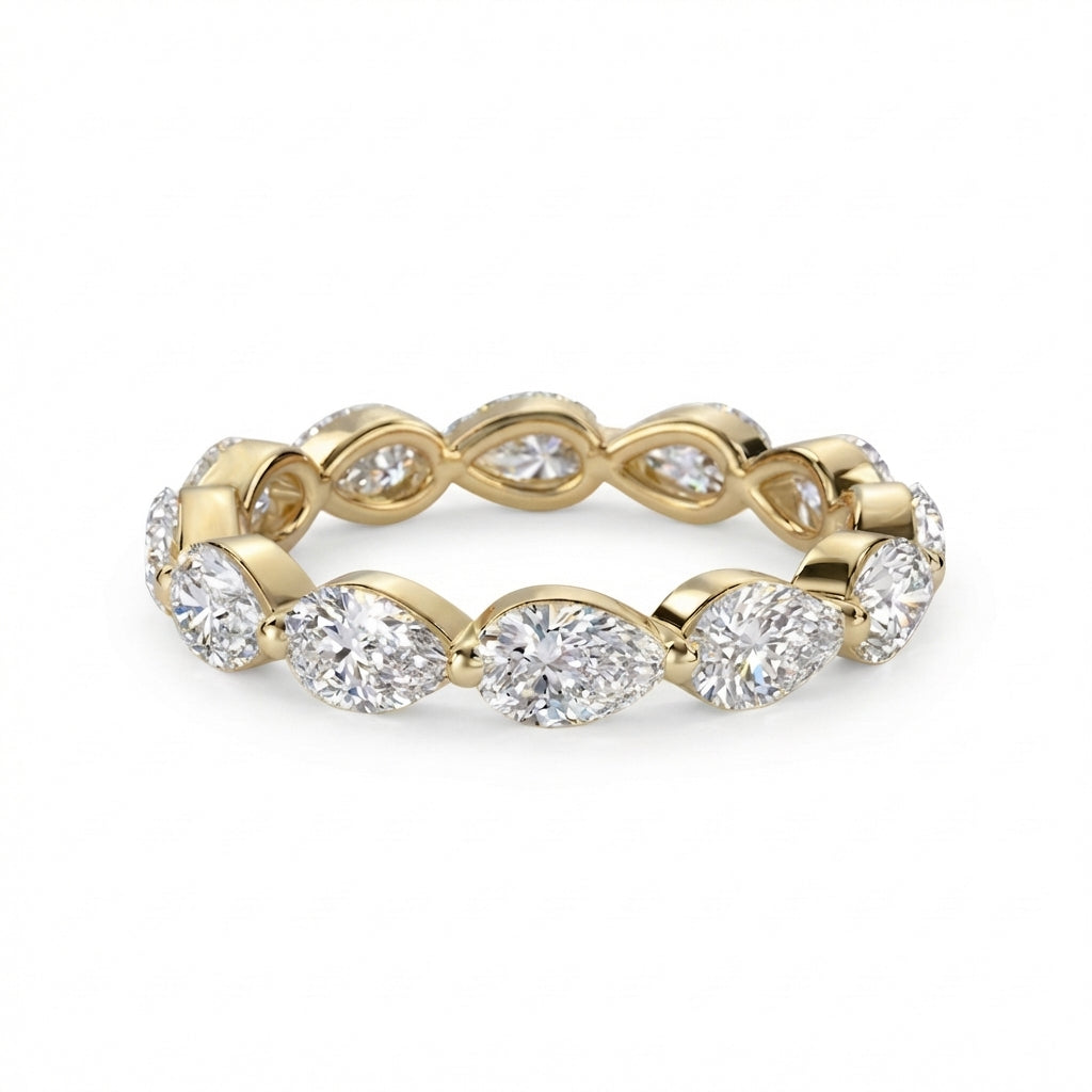 East-West Marquise Eternity Band in 18K yellow gold, lab-grown diamond