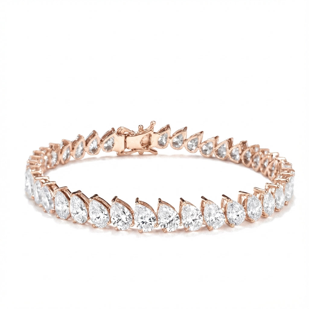 Pear Cross Tennis Bracelet in 18K rose gold, lab-grown diamond