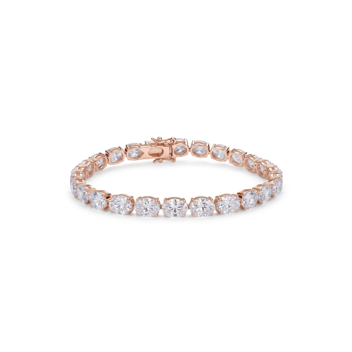 East-West Oval Tennis Bracelet in 18K rose gold, lab-grown diamond