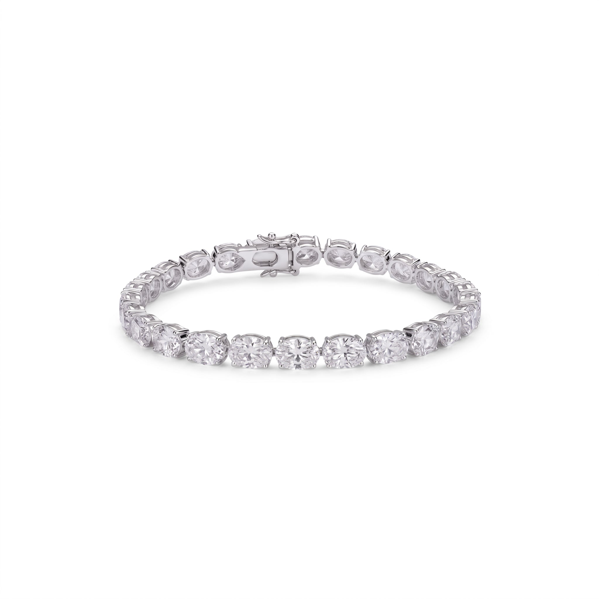 East-West Oval Tennis Bracelet in 18K white gold, lab-grown diamond