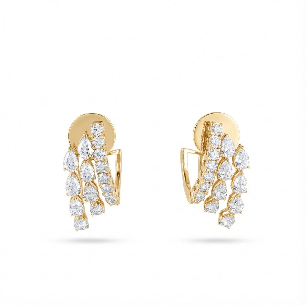 Pear Cascade Earrings in 18K yellow gold, lab-grown diamond