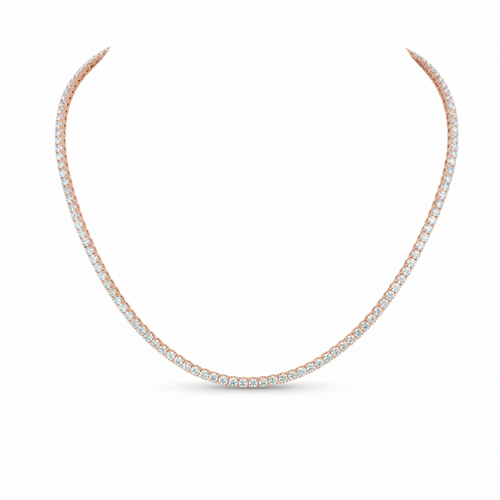 Round Tennis Necklace in 18K rose gold, lab-grown diamond