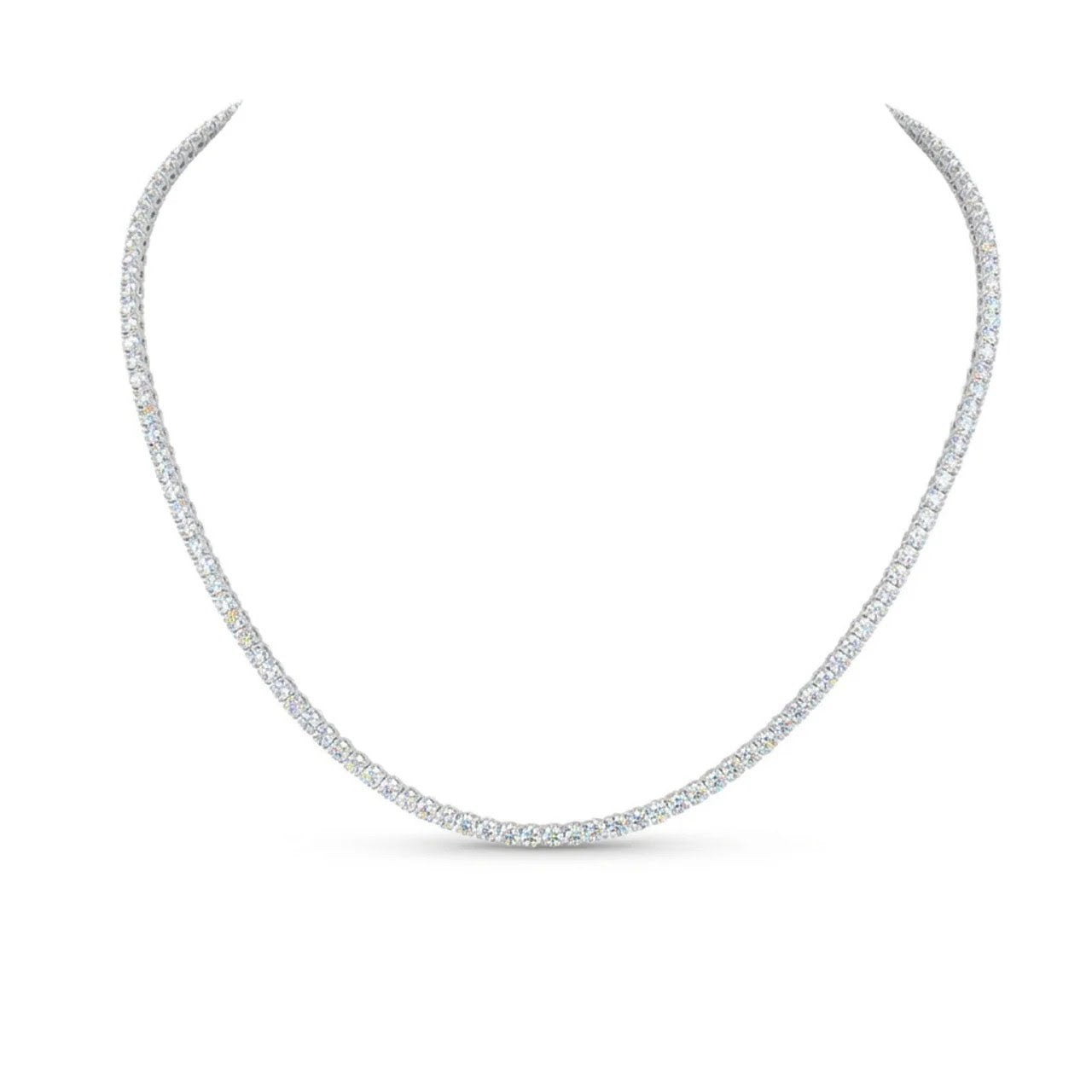 Round Tennis Necklace in 18K white gold, lab-grown diamond