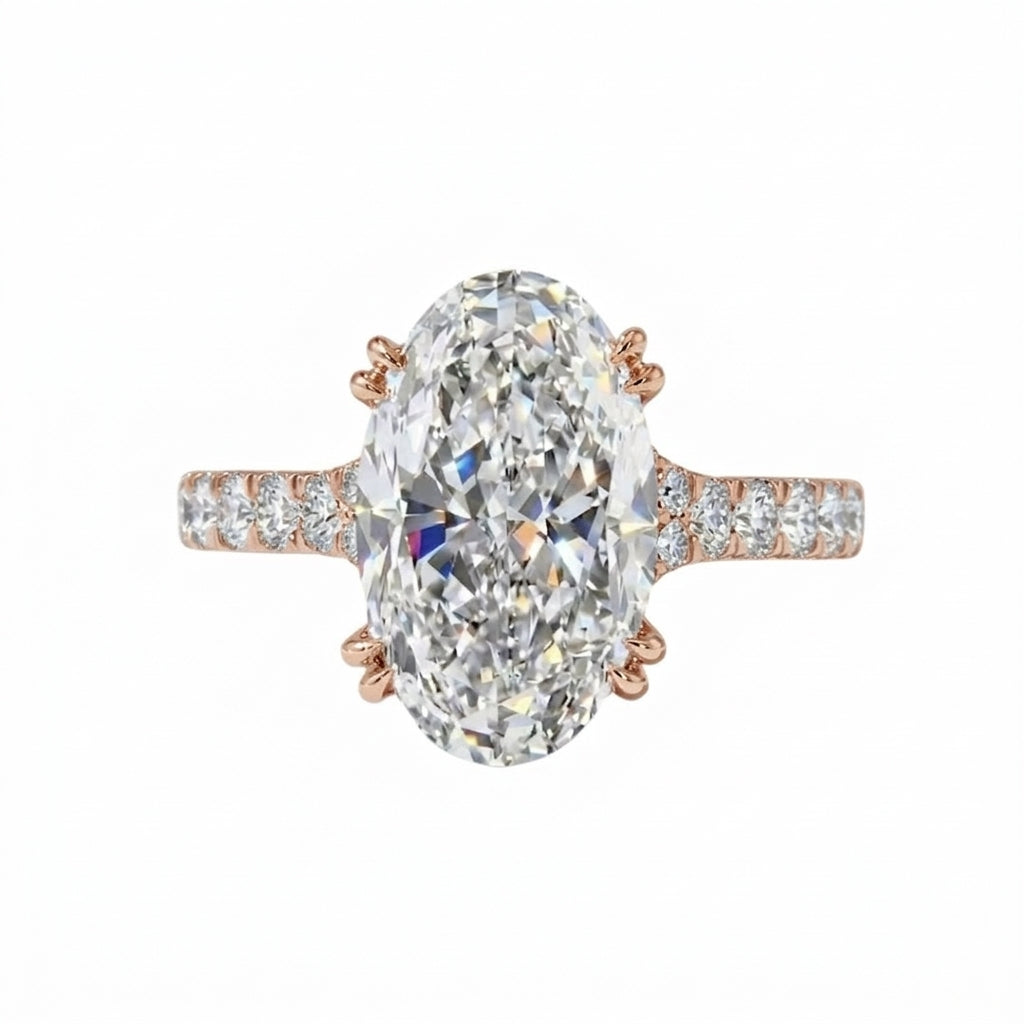Oval Double-Prong Solitaire Ring in 18K rose gold, lab-grown diamond