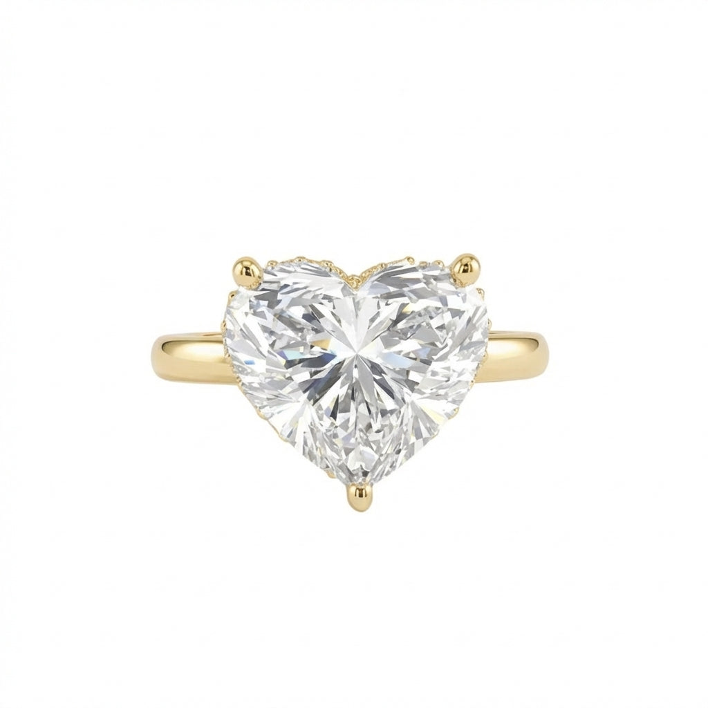 Heart Hidden Halo Ring in 18K yellow gold, lab-grown diamond