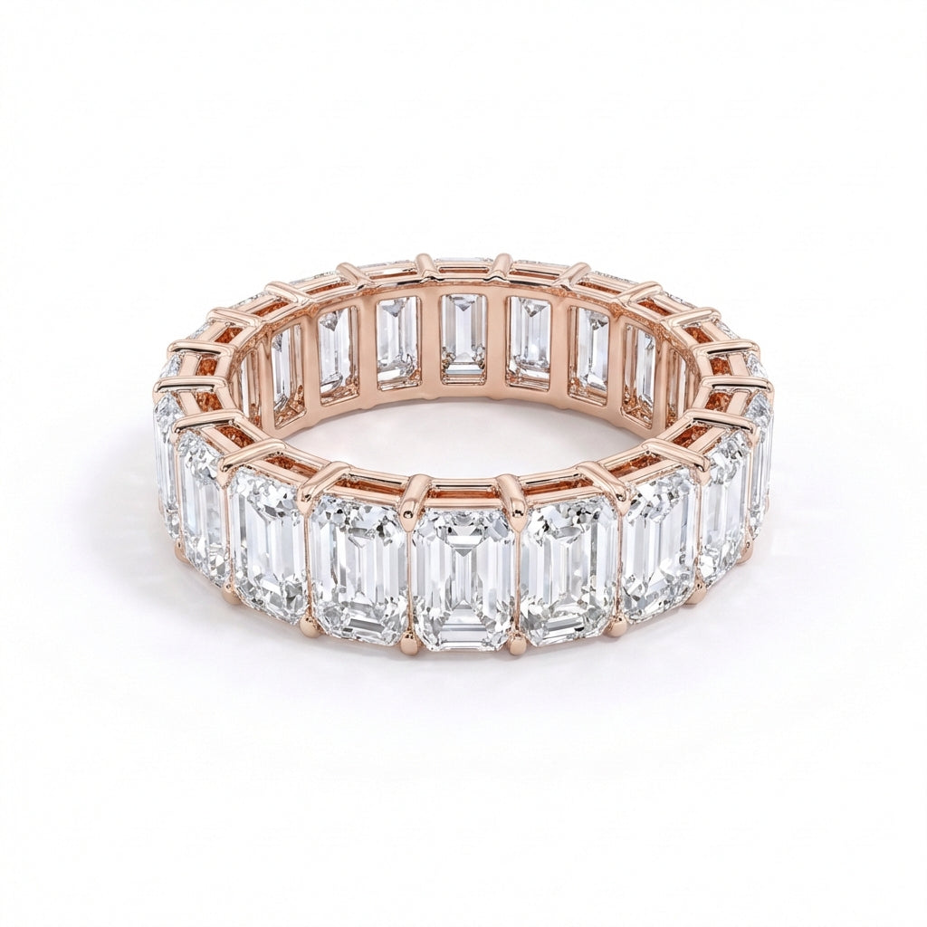 Emerald-Cut Eternity Band in 18K rose gold, lab-grown diamond