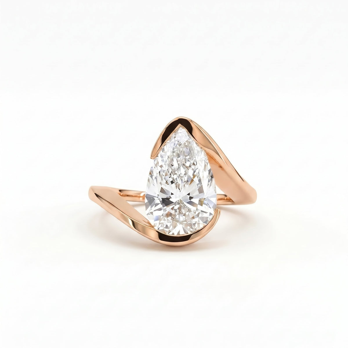 Pear Wrap Ring in 18K rose gold, lab-grown diamond