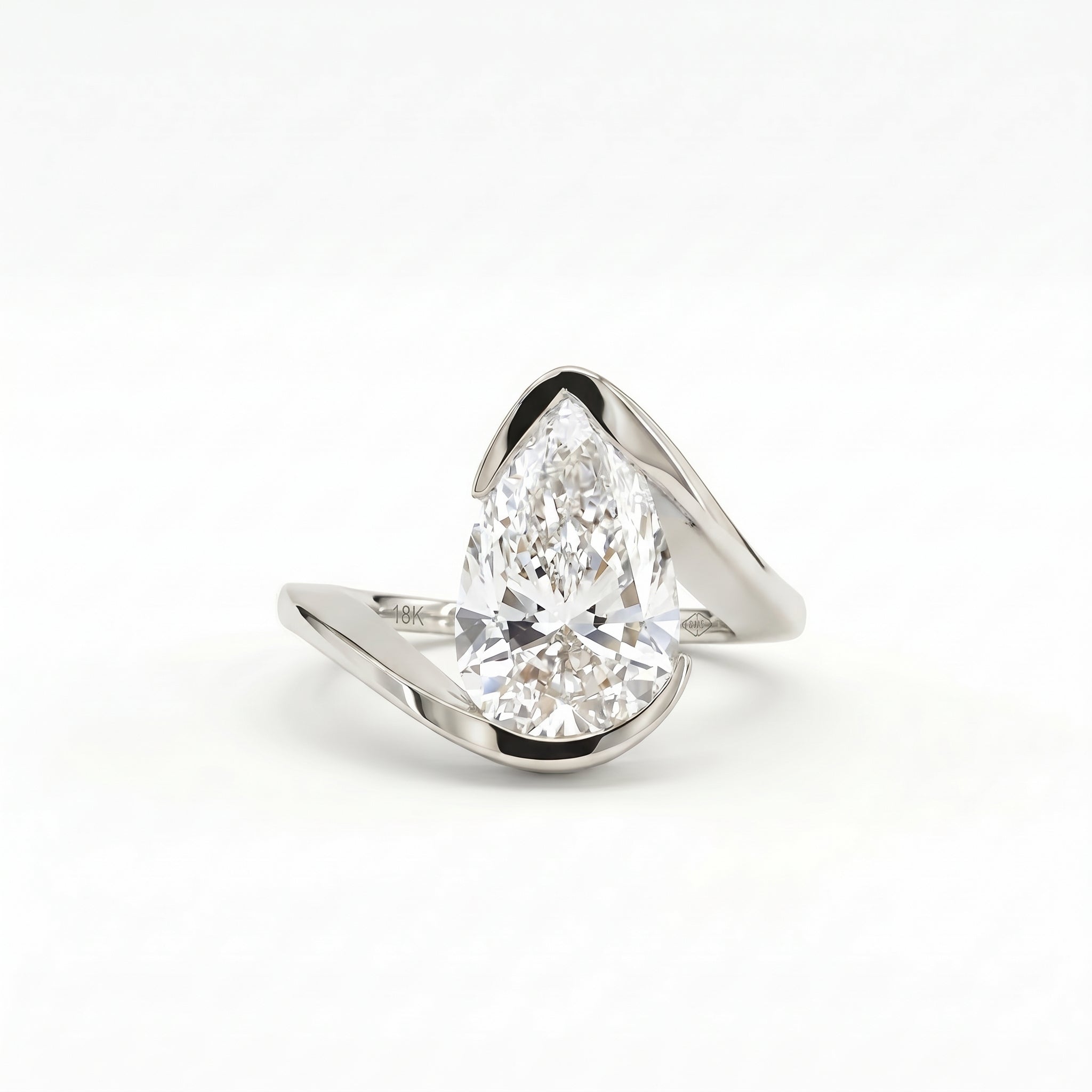 Pear Wrap Ring in 18K white gold, lab-grown diamond