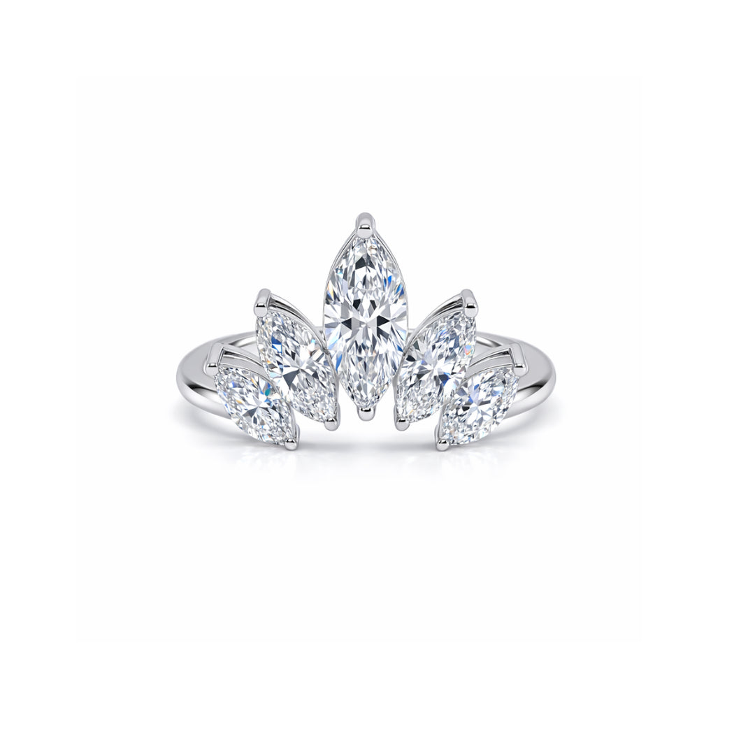 Marquise Sunrise Stacking Ring in 18K white gold, lab-grown diamond