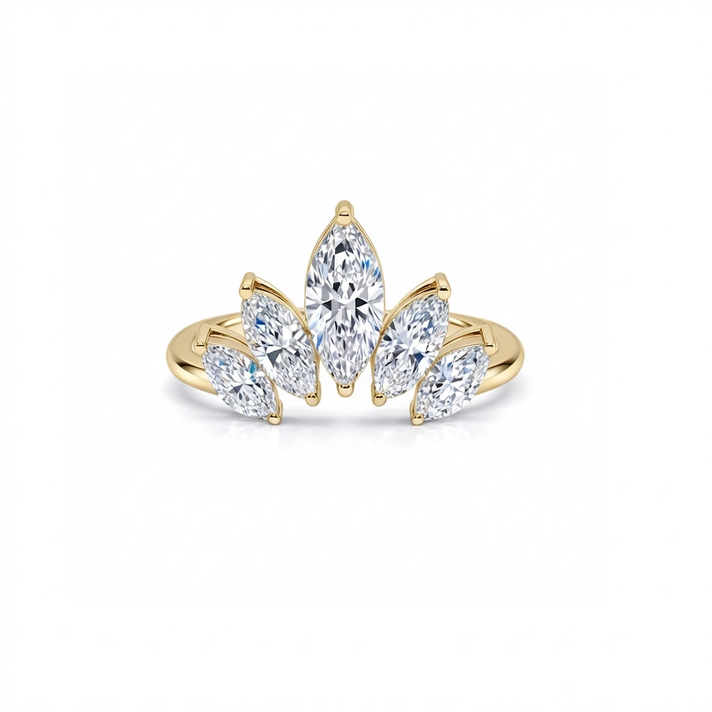 Marquise Sunrise Stacking Ring in 18K yellow gold, lab-grown diamond