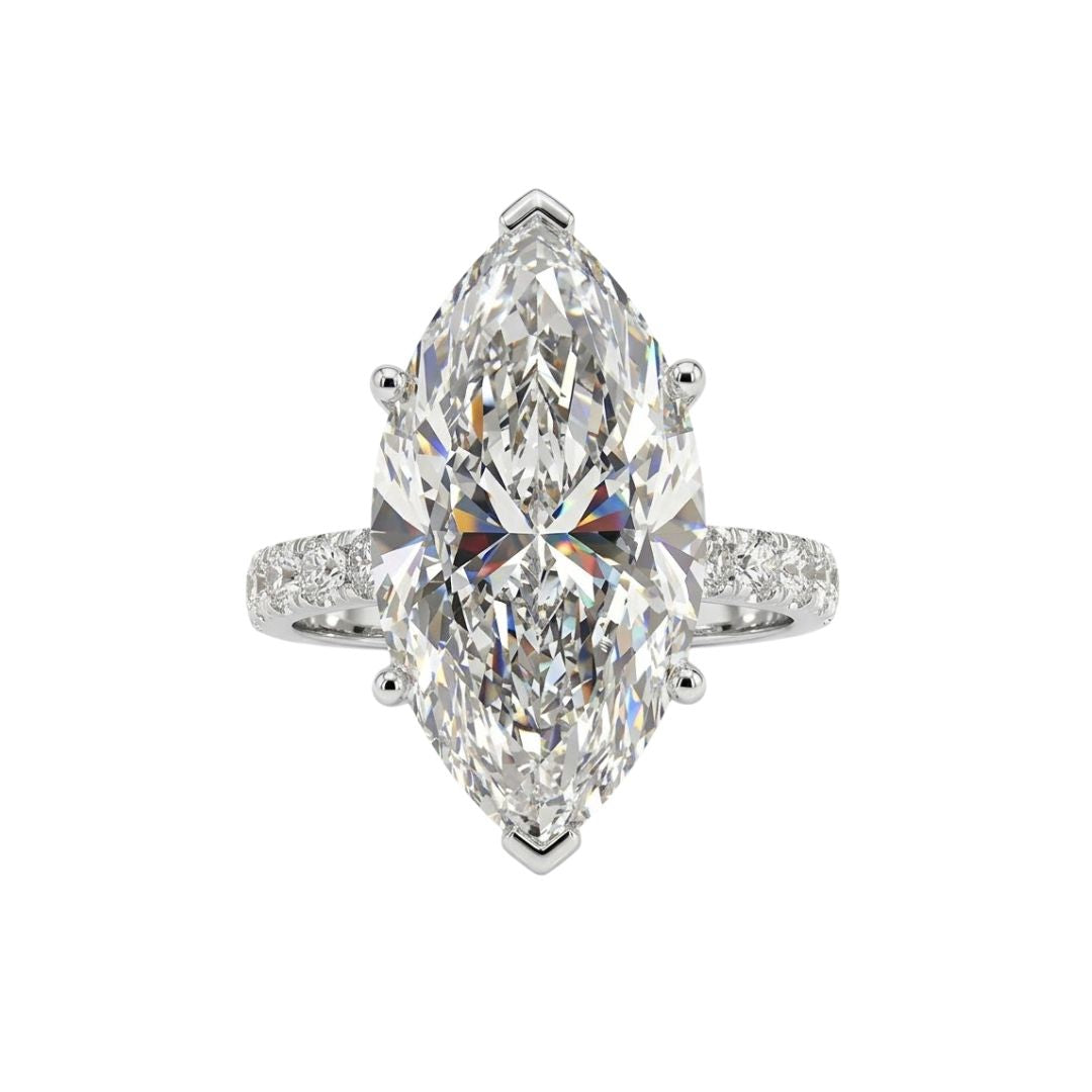 Marquise Cathedral Pavé Ring in 18K white gold, lab-grown diamond