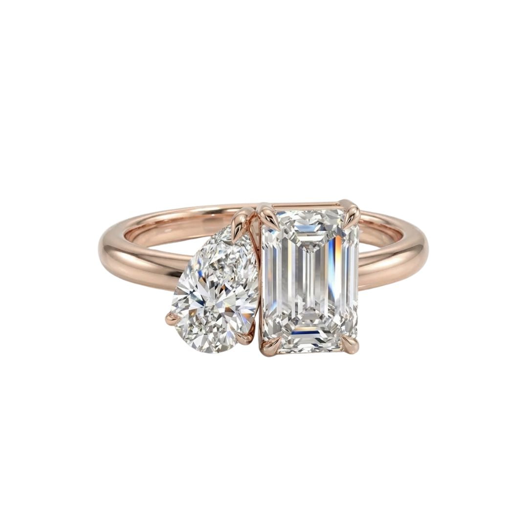 Toi et Moi Ring in 18K rose gold, lab-grown diamond