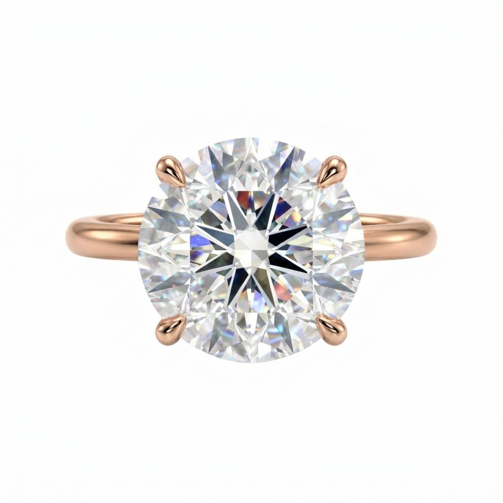 Round Halo Solitaire Ring in 18K rose gold, lab-grown diamond
