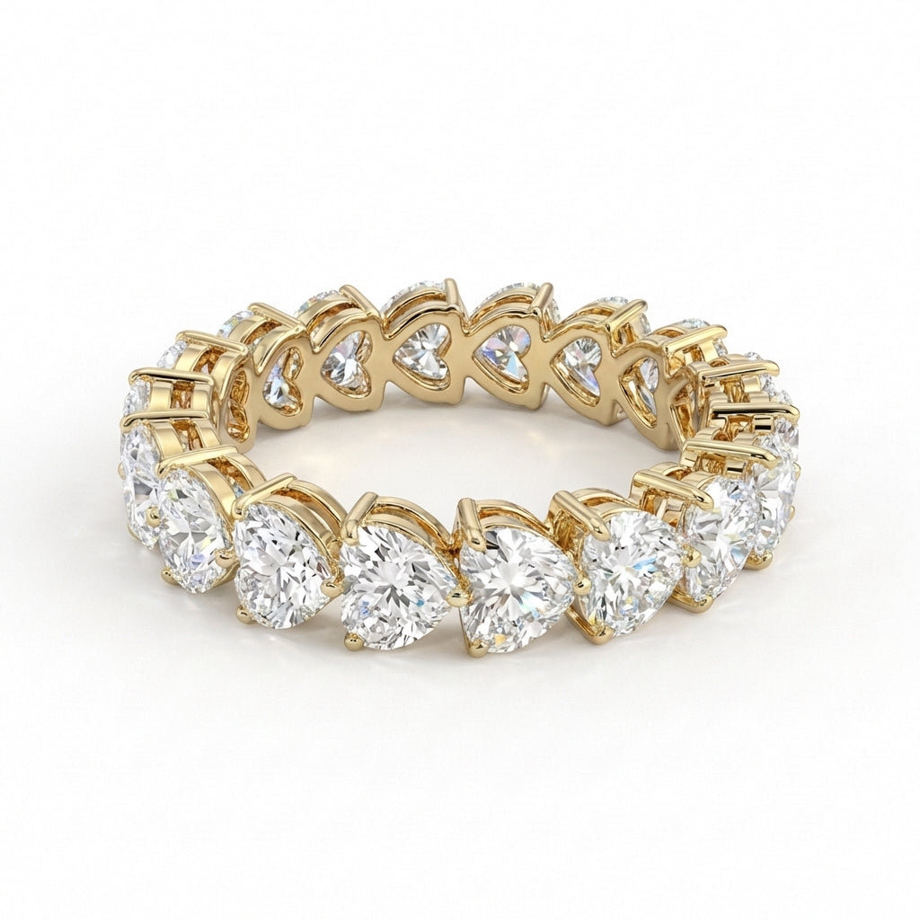 Heart Eternity Band in 18K yellow gold, lab-grown diamond