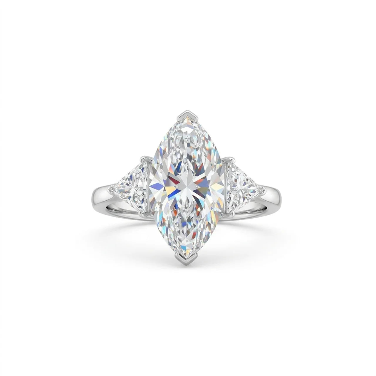 Marquise Triangle Trilogy Ring in 18K white gold, lab-grown diamond