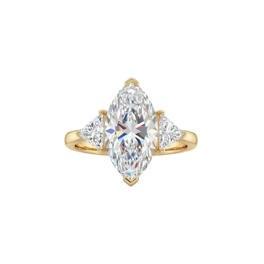 Marquise Triangle Trilogy Ring in 18K yellow gold, lab-grown diamond