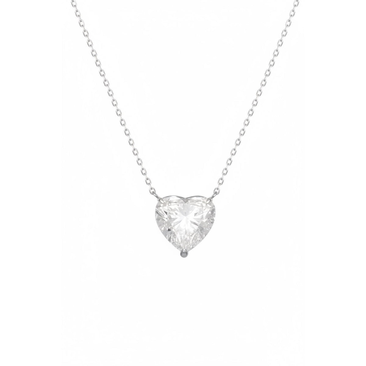Heart solitaire lab-grown diamond necklace in 18K gold