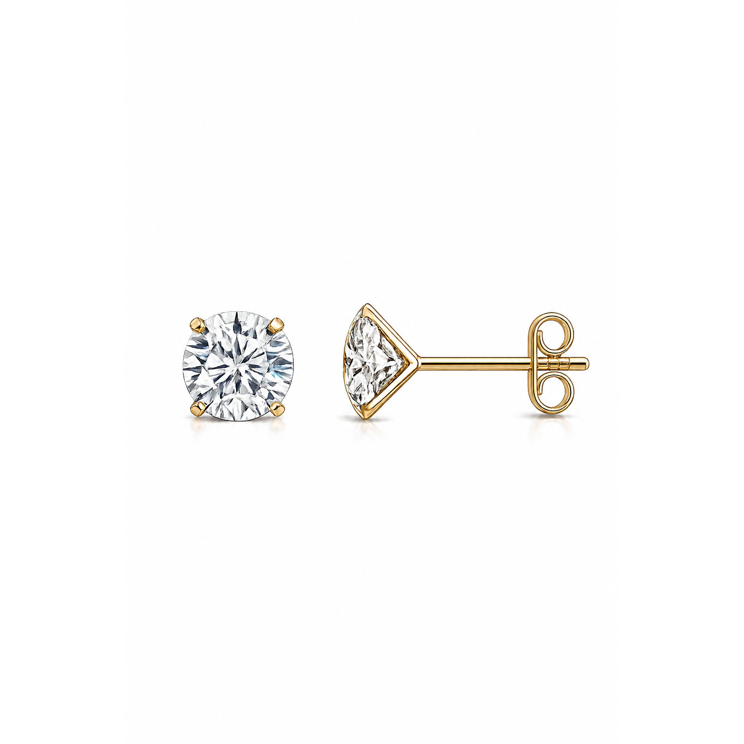 Round martini-set lab-grown diamond stud earrings in 18K gold