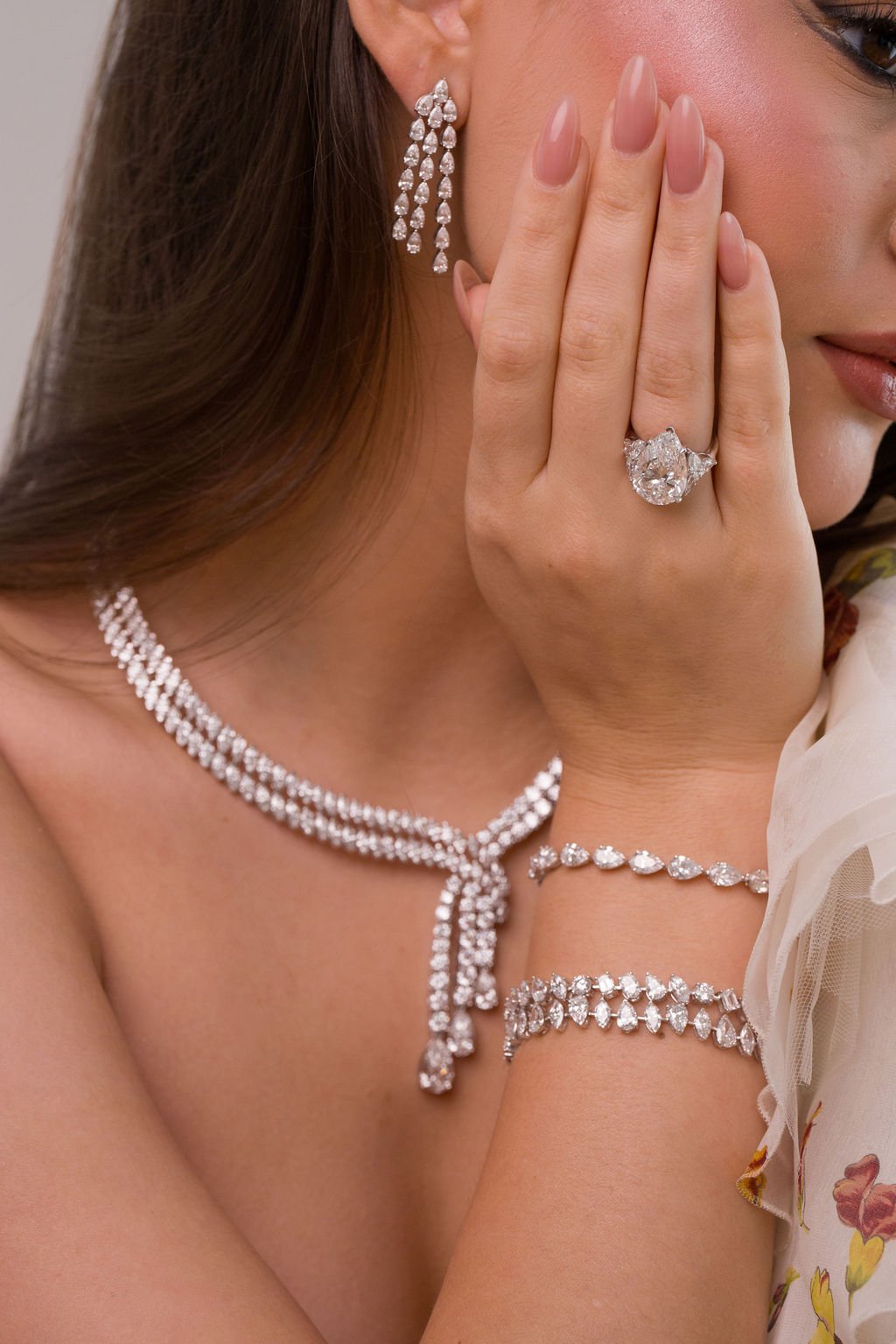 Stellar Gems lab-grown diamond statement necklace and bracelet suite