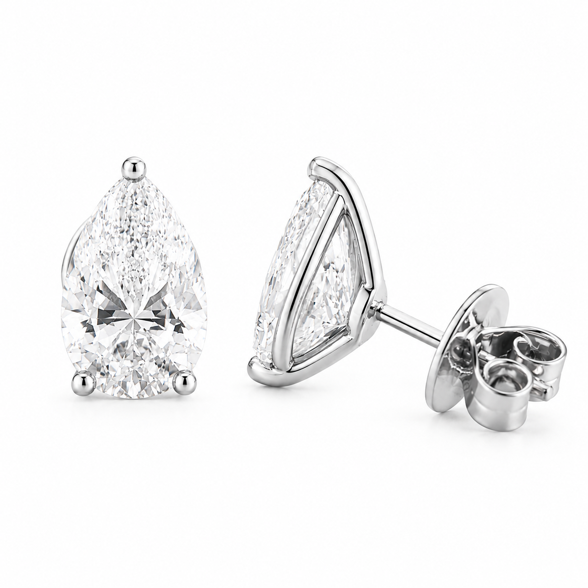 Pear Martini Stud Earrings, Lab-Grown Diamond in 18K Gold