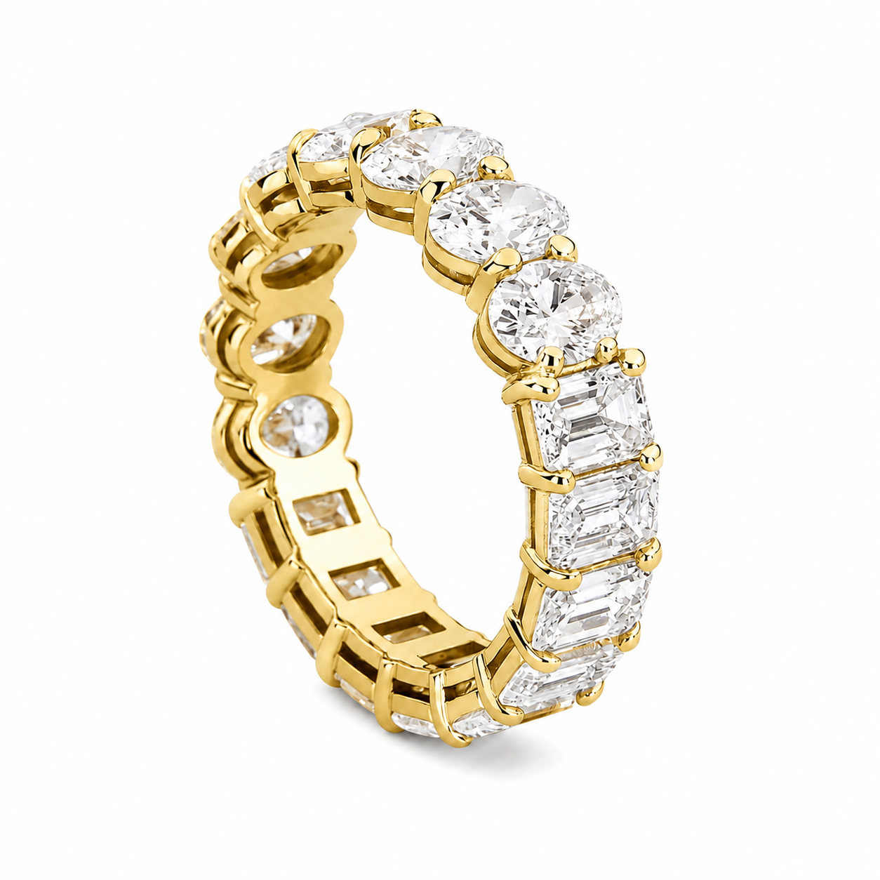 Oval and Emerald Eternity Band, Lab-Grown Diamond in 18K Gold
