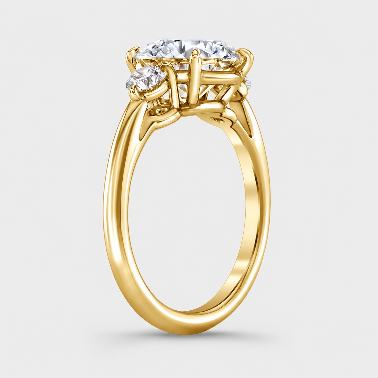 Round Trilogy Ring, Lab-Grown Diamond in 18K Gold