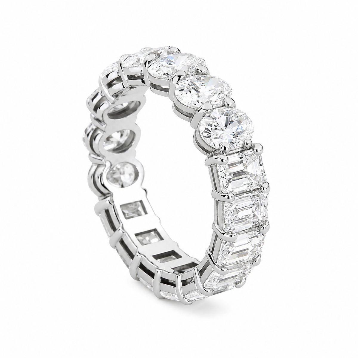 Oval and Emerald Eternity Band, Lab-Grown Diamond in 18K Gold
