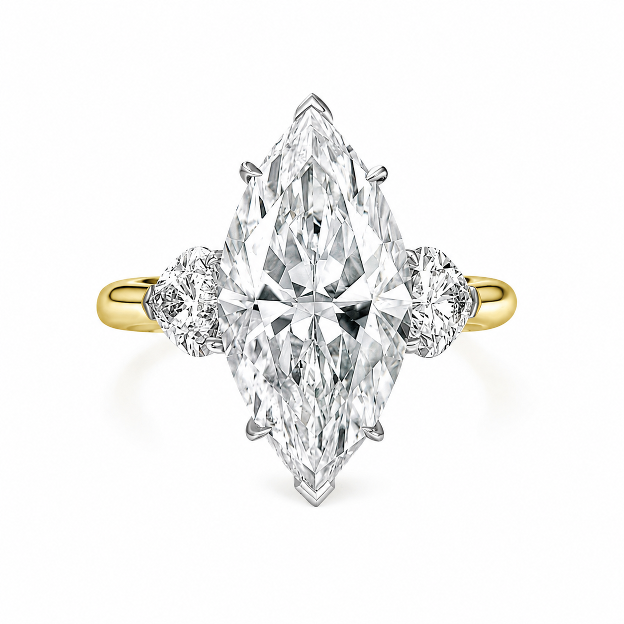 Marquise Trilogy Engagement Ring, Lab-Grown Diamond in 18K Gold