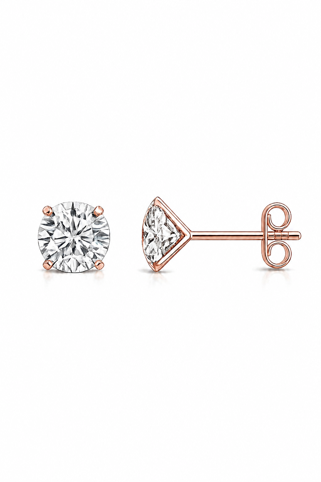 Round Martini Stud Earrings, Lab-Grown Diamond in 18K Gold