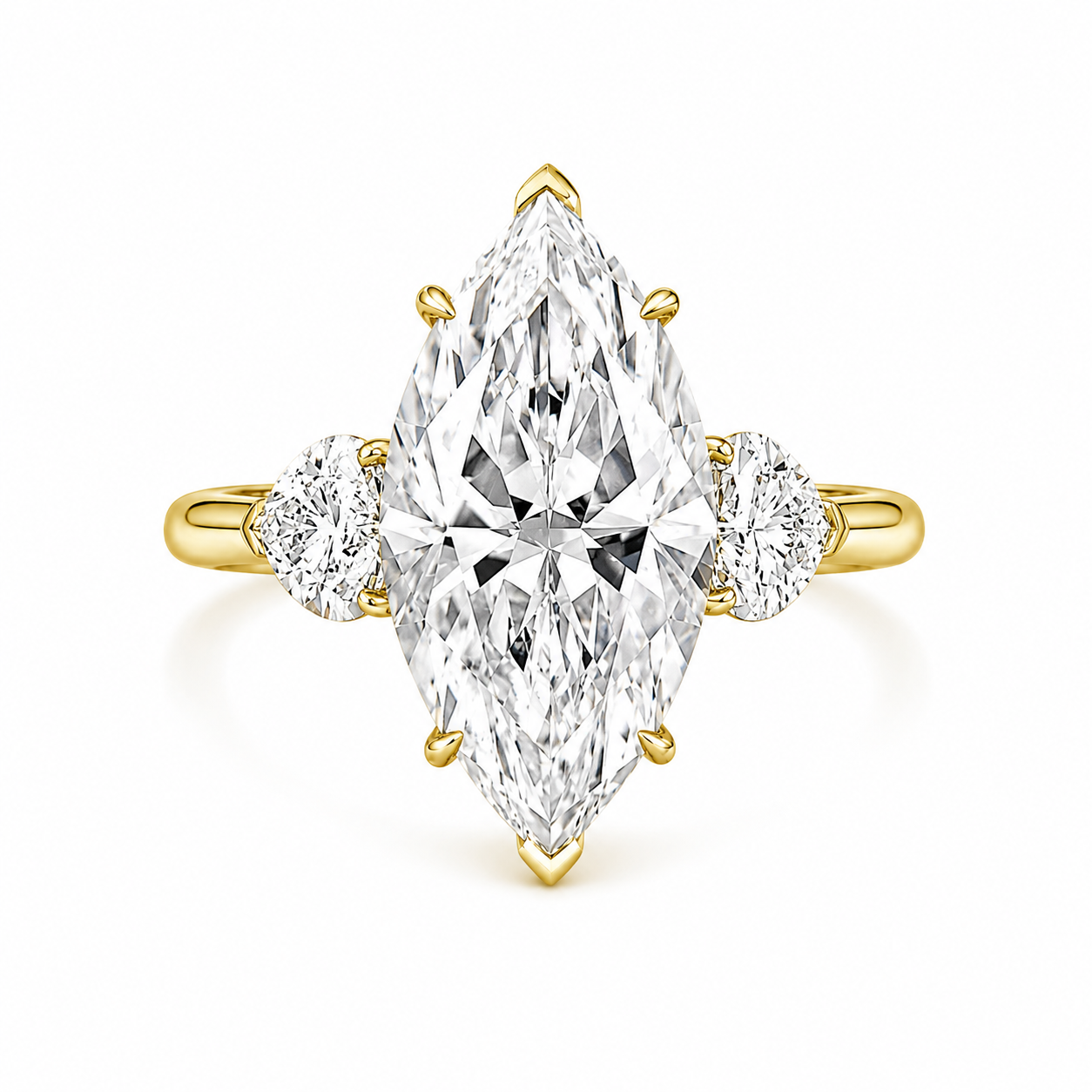 Marquise Trilogy Engagement Ring, Lab-Grown Diamond in 18K Gold