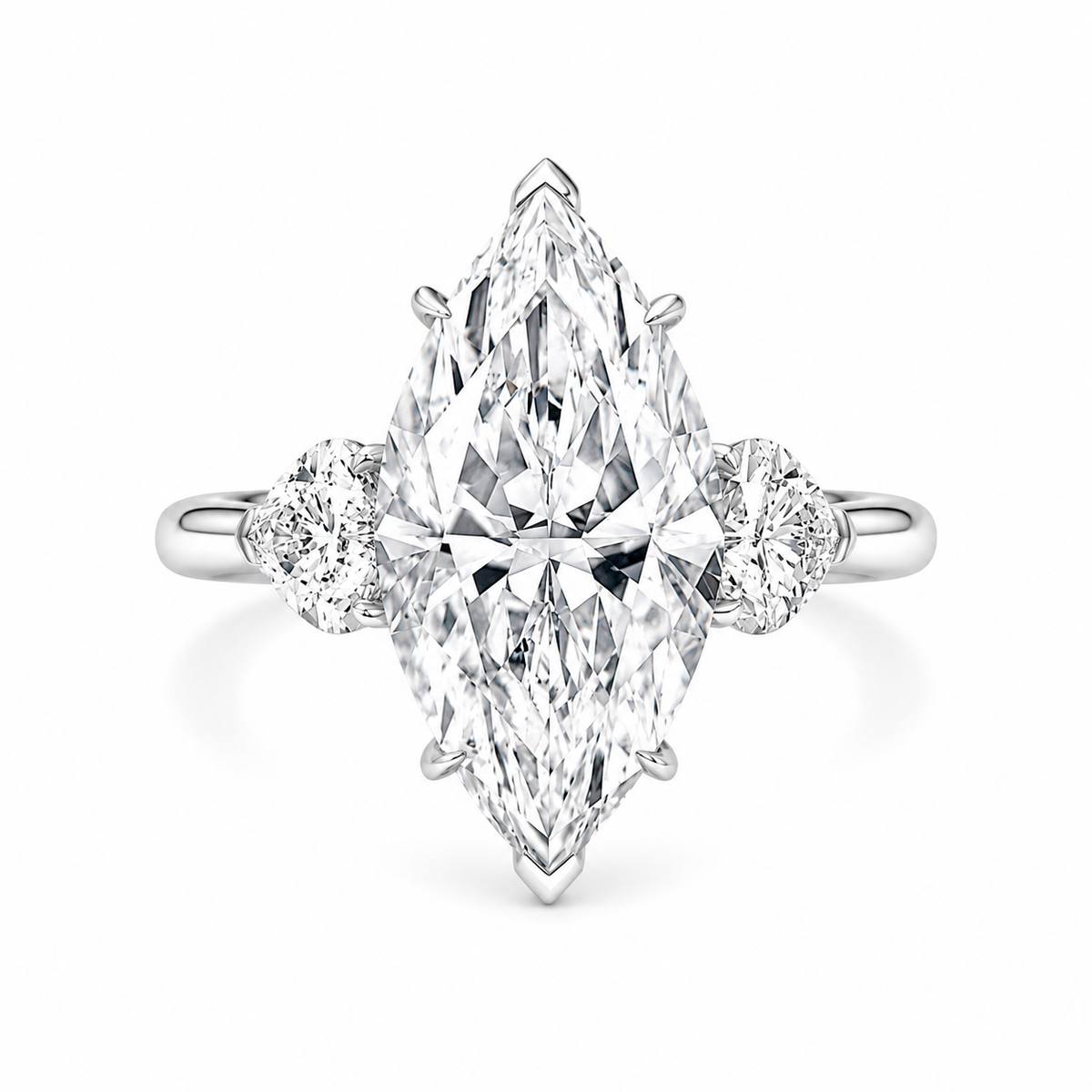 Marquise Trilogy Engagement Ring, Lab-Grown Diamond in 18K Gold