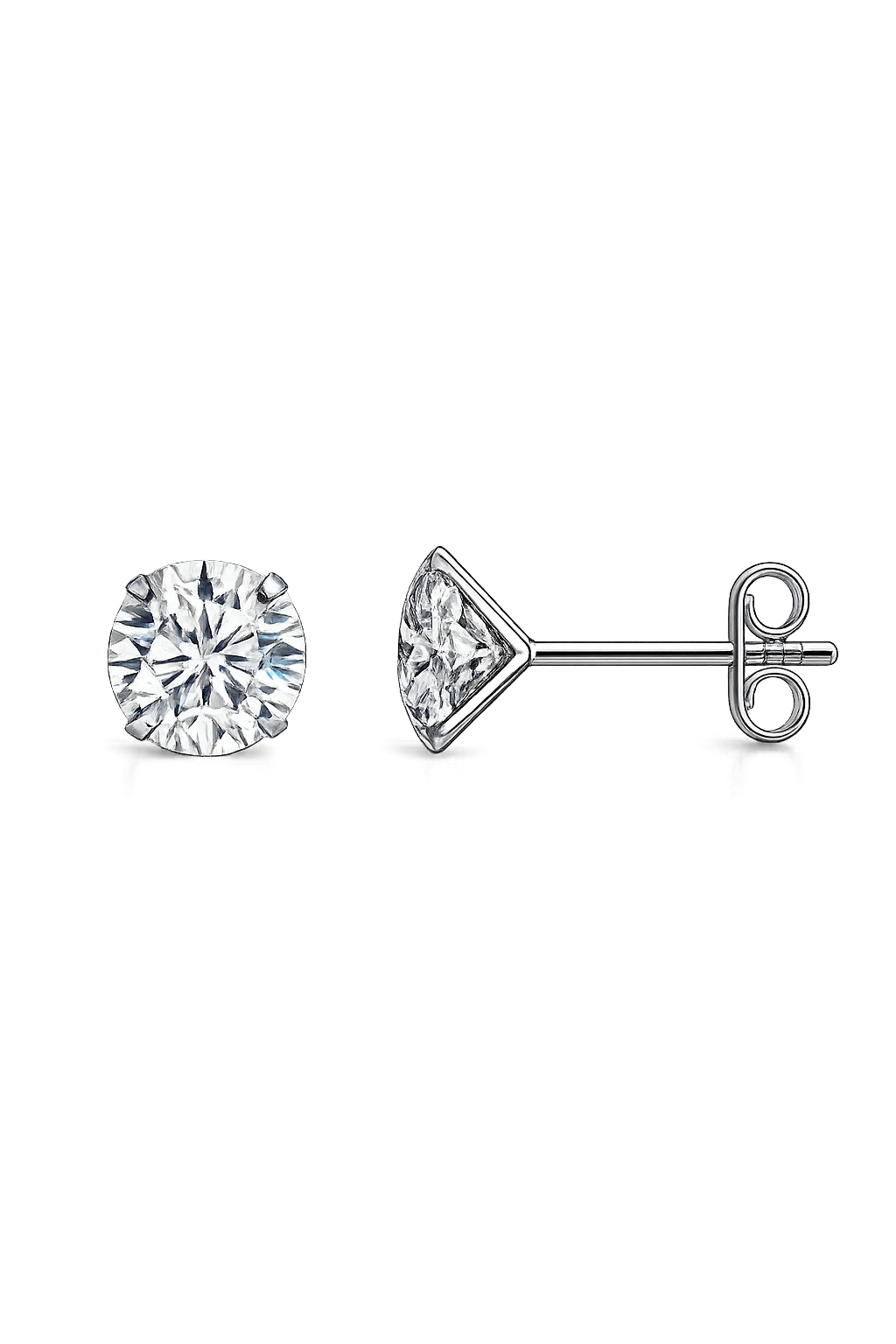 Round Martini Stud Earrings, Lab-Grown Diamond in 18K Gold