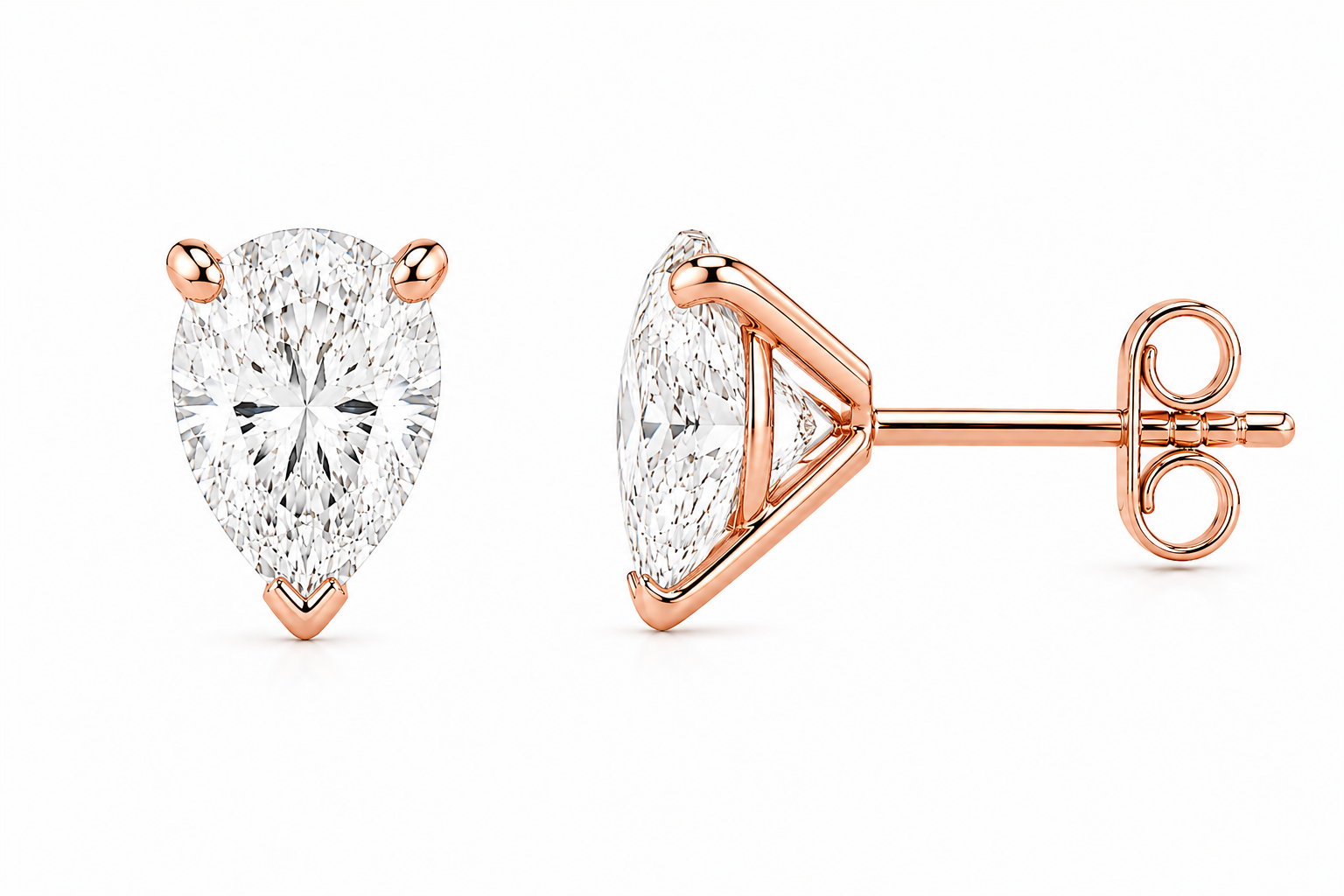 Pear Martini Stud Earrings, Lab-Grown Diamond in 18K Gold