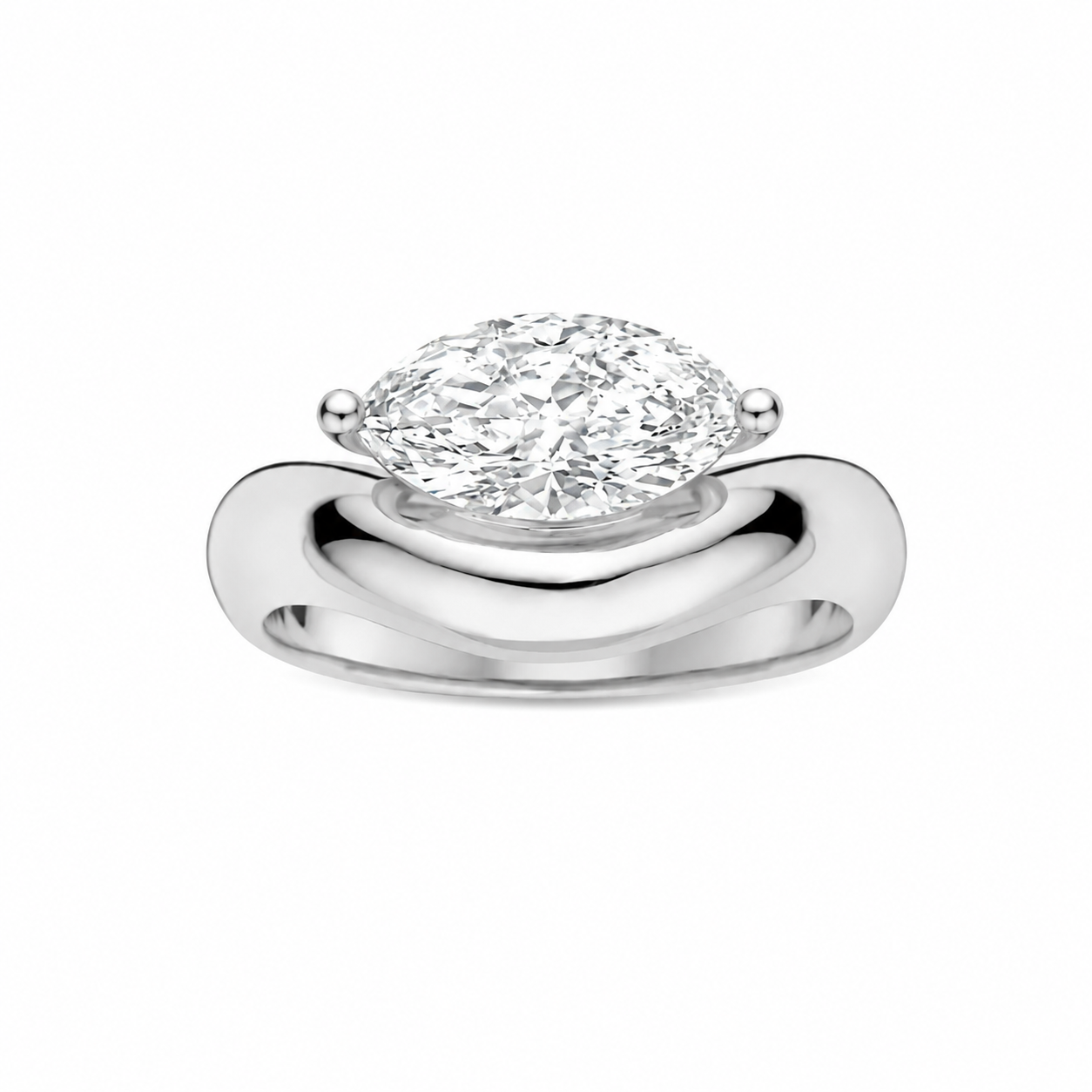 East-West Marquise Solitaire Ring