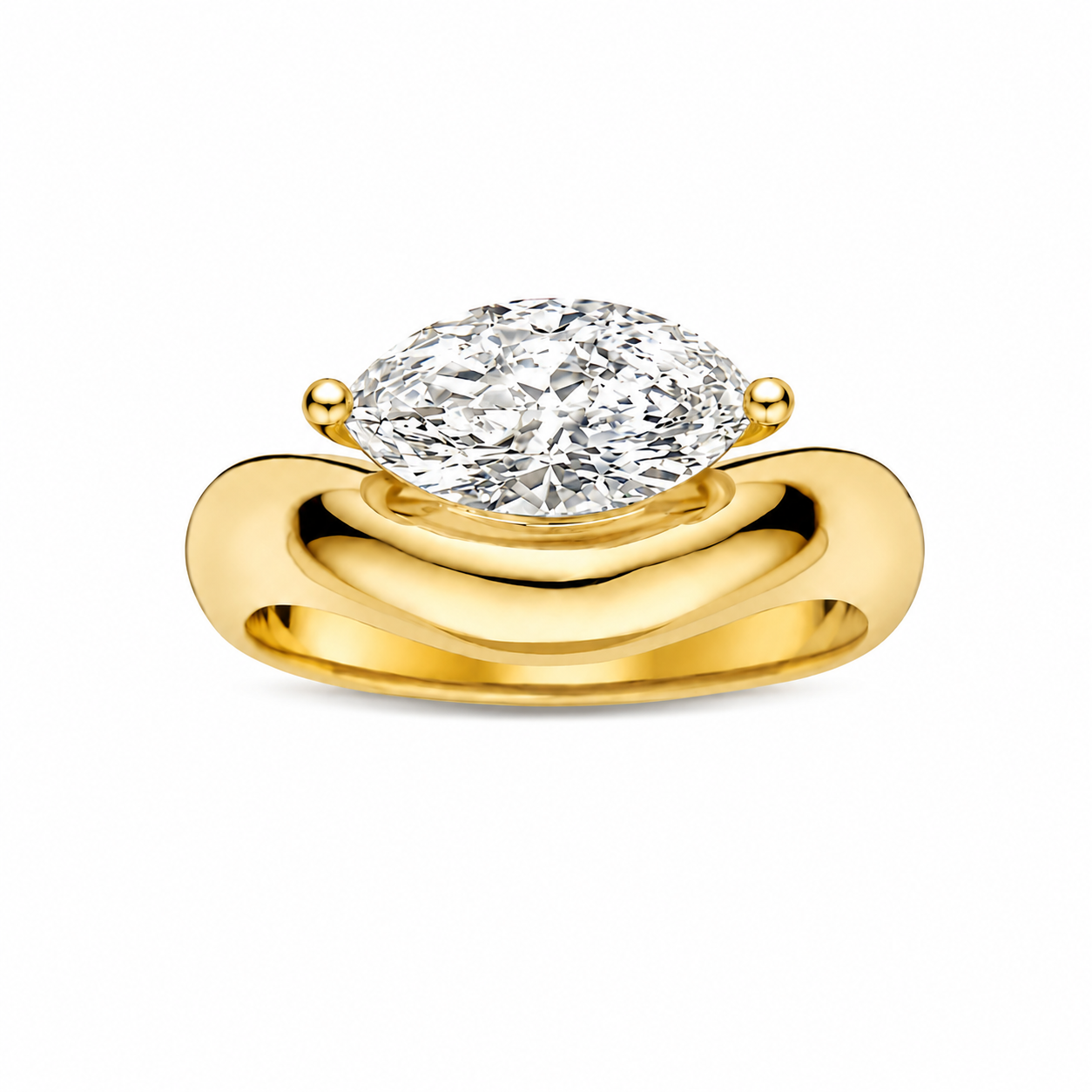 East-West Marquise Solitaire Ring