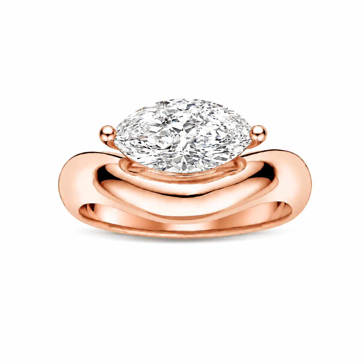 East-West Marquise Solitaire Ring