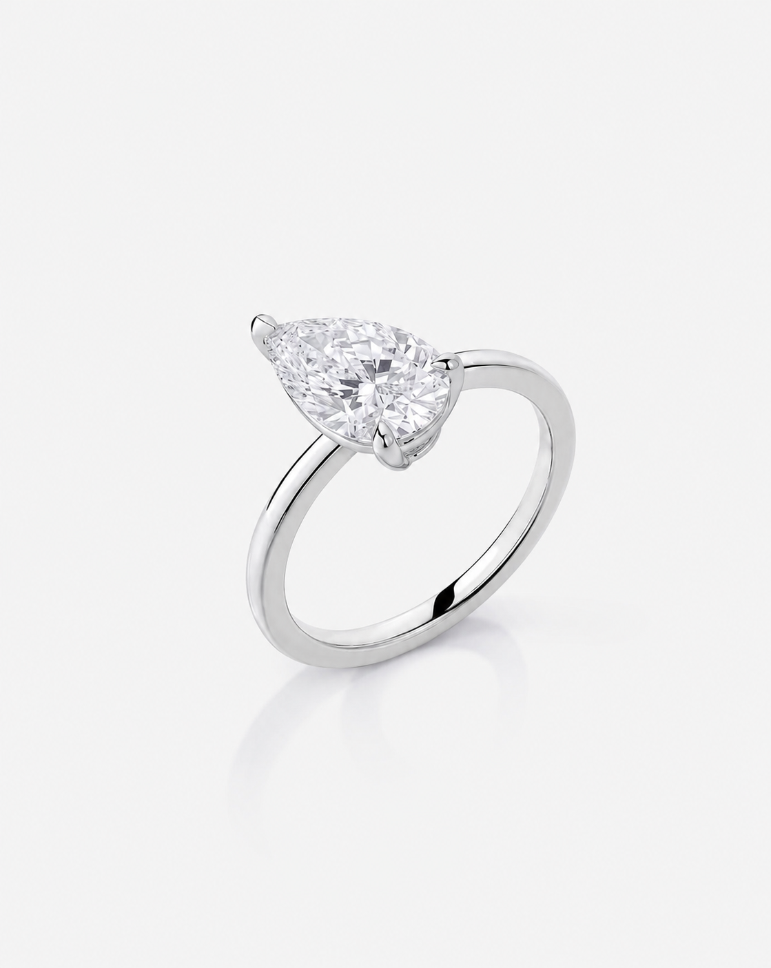 Pear Solitaire Ring, Lab-Grown Diamond in 18K Gold