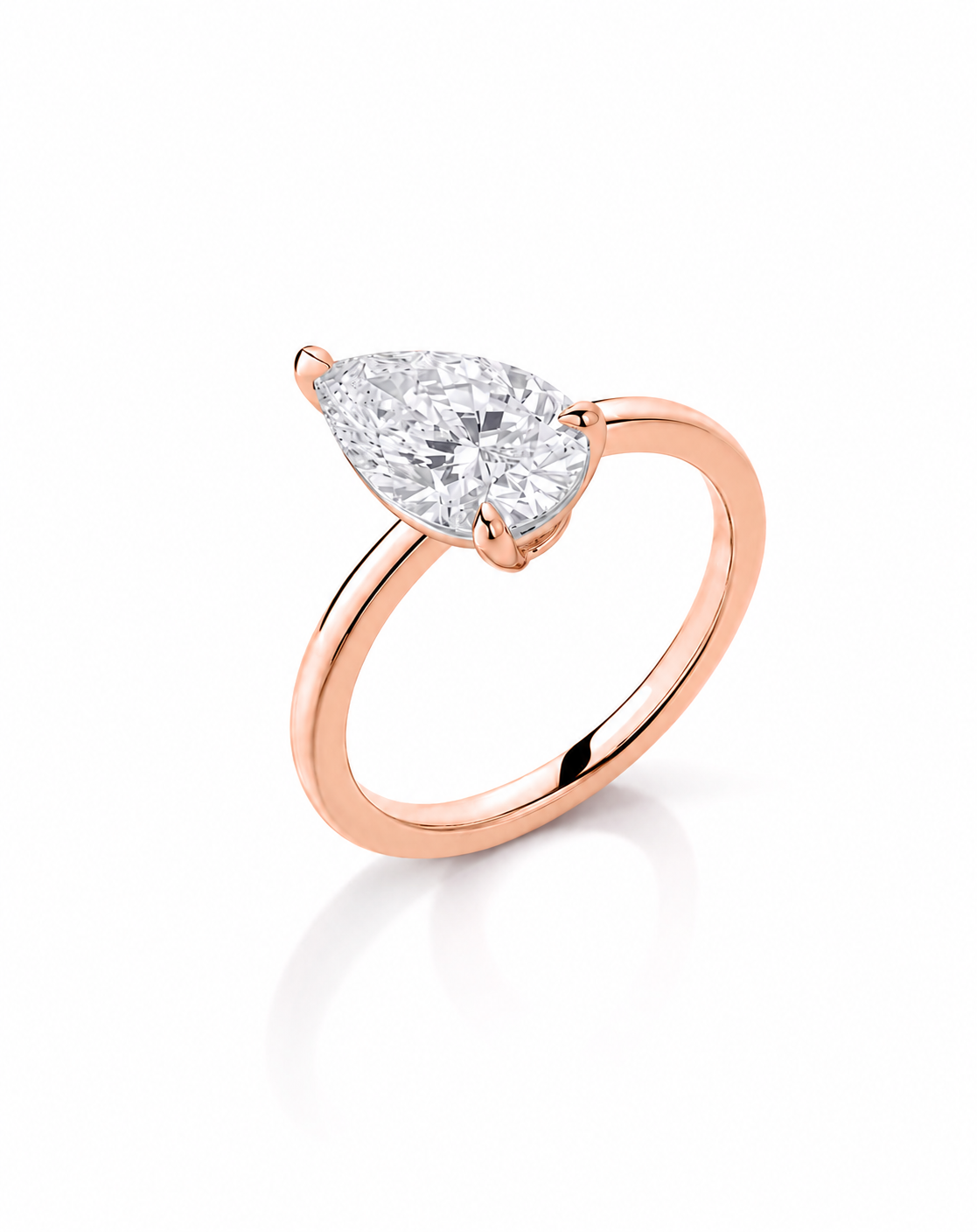 Pear Solitaire Ring, Lab-Grown Diamond in 18K Gold