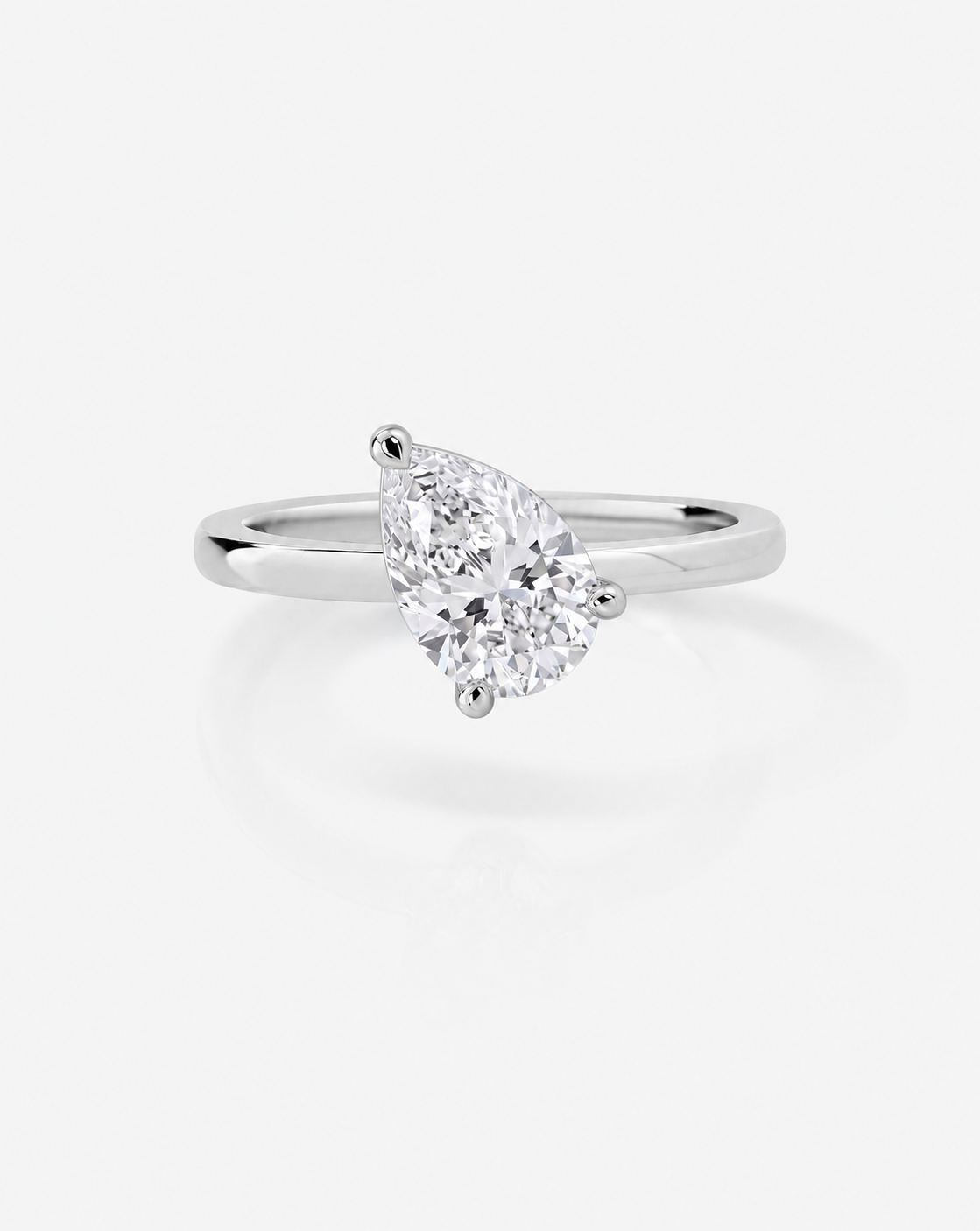 Pear Solitaire Ring, Lab-Grown Diamond in 18K Gold