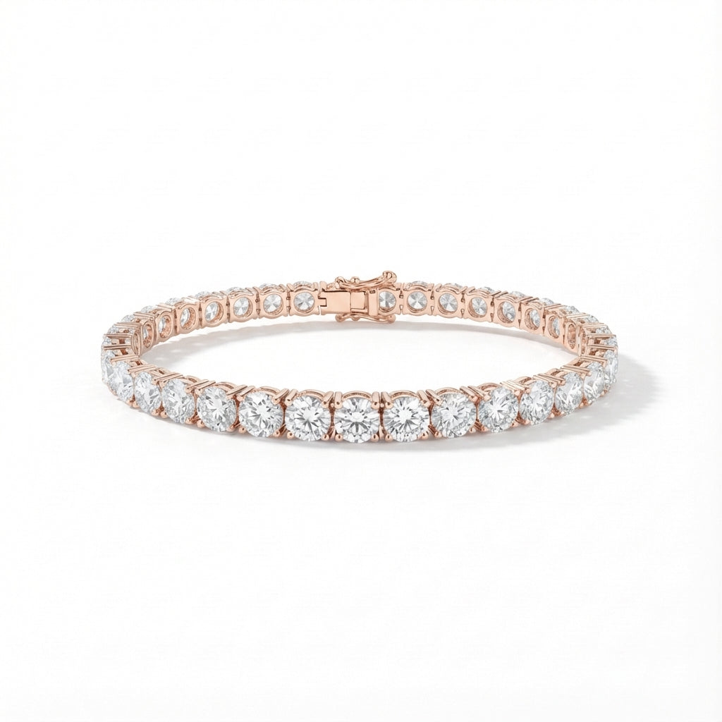 Round Tennis Bracelet in 18K rose gold, lab-grown diamond