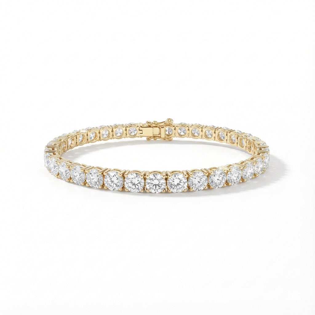 Round Tennis Bracelet in 18K yellow gold, lab-grown diamond