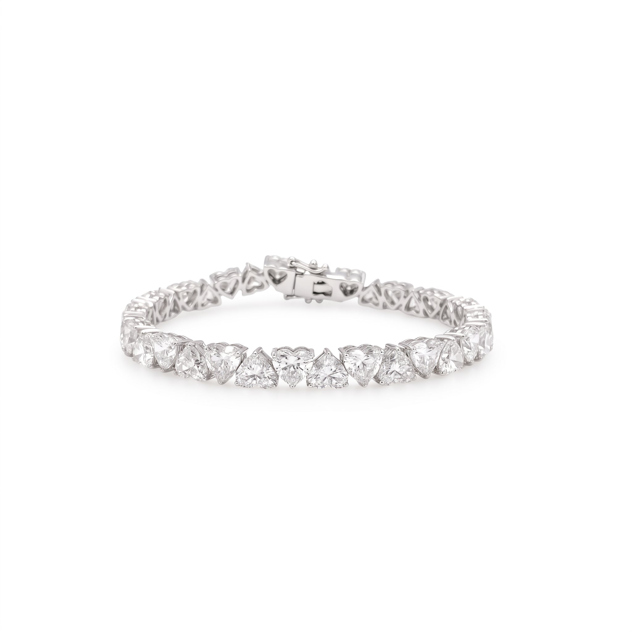 East-West Heart Tennis Bracelet in 18K white gold, lab-grown diamond